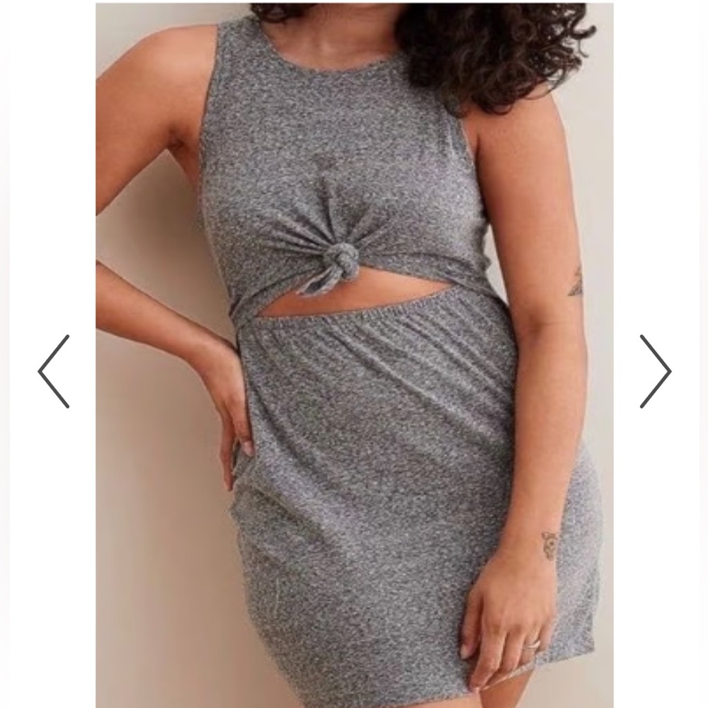 Aerie cut-out front knot dress, marle grey, size medium